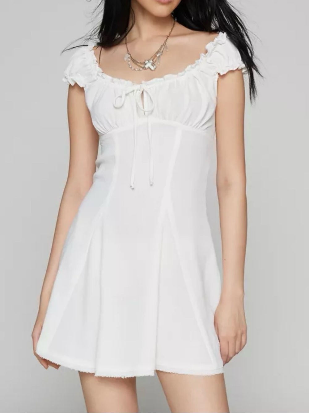 Urban Outfitters Kimchi Blue NWT $69 S White Short Puff-Sleeve Mini Dress